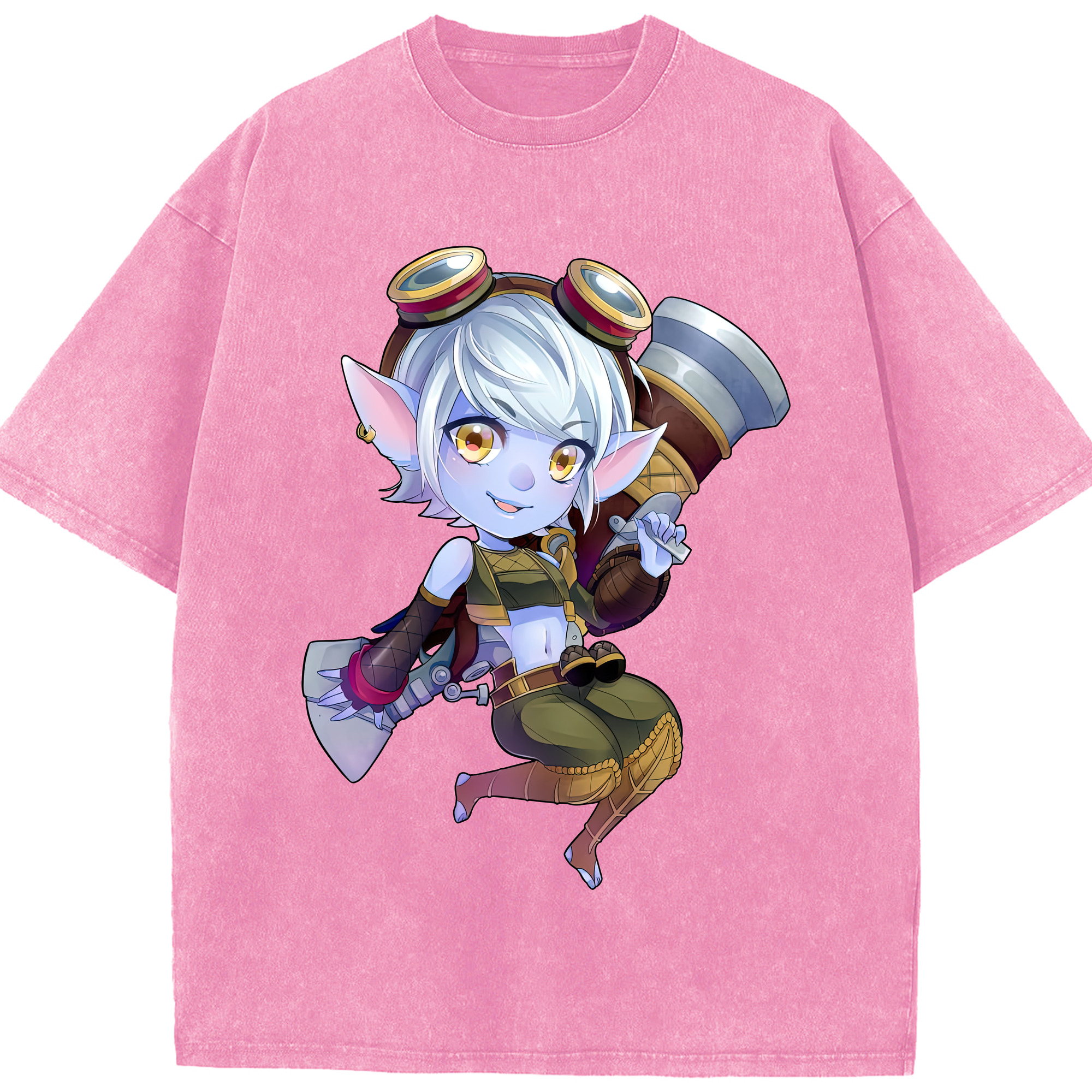 リーグ・オブ・レジェンド League of Legends LOL 綿100% ヴィンテージ風 半袖Tシャツ（フロントプリント）